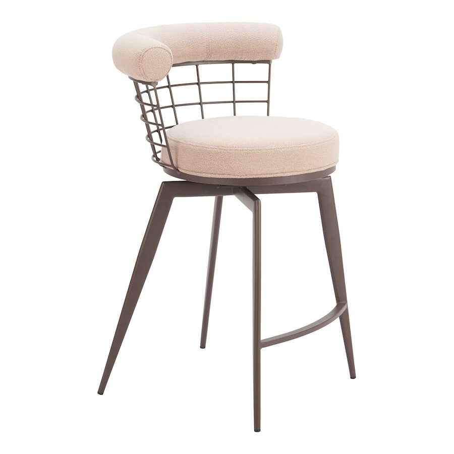 Zuo Modern Saku Swivel Counter Stool, Beige/Brown - 110820