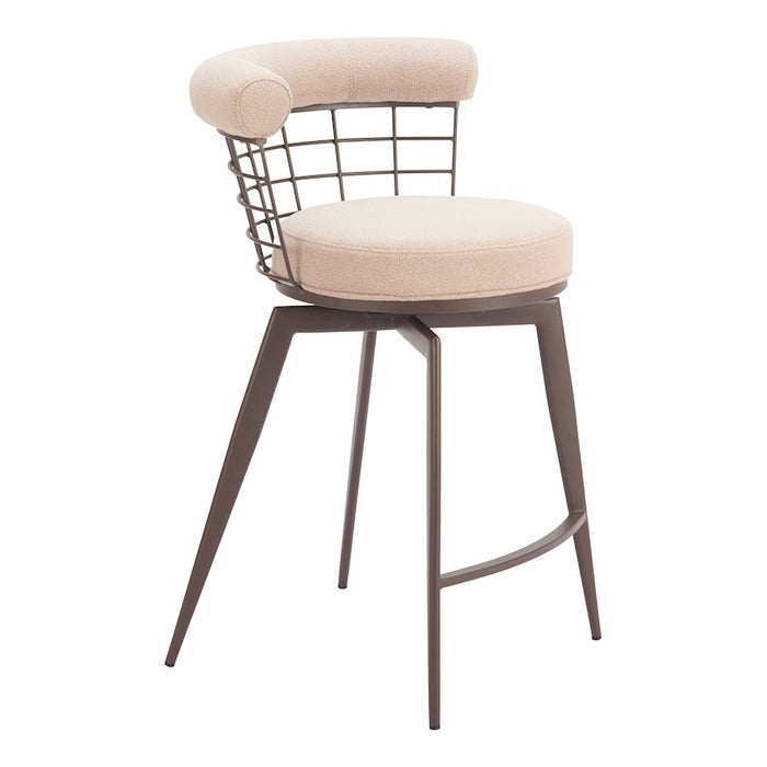 Zuo Modern Saku Swivel Counter Stool, Beige/Brown
