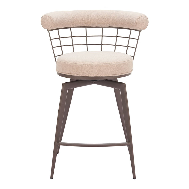 Zuo Modern Saku Swivel Counter Stool, Beige/Brown