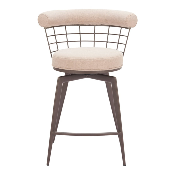 Zuo Modern Saku Swivel Counter Stool, Beige/Brown
