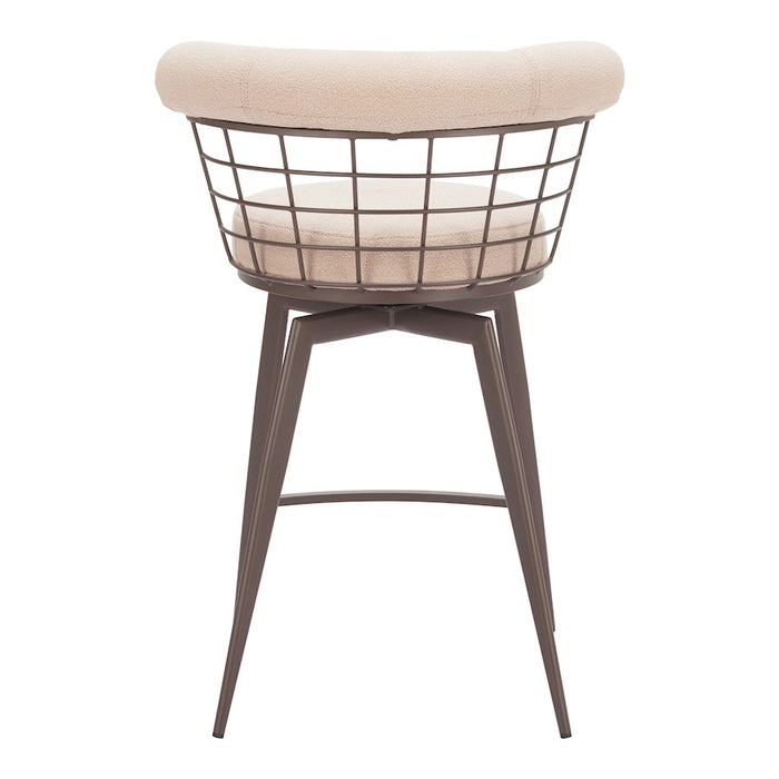 Zuo Modern Saku Swivel Counter Stool, Beige/Brown