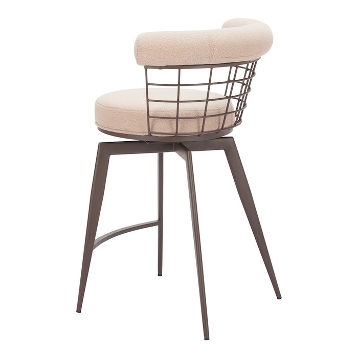 Zuo Modern Saku Swivel Counter Stool, Beige/Brown