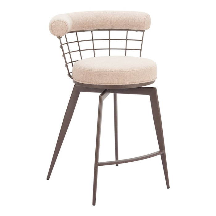 Zuo Modern Saku Swivel Counter Stool, Beige/Brown
