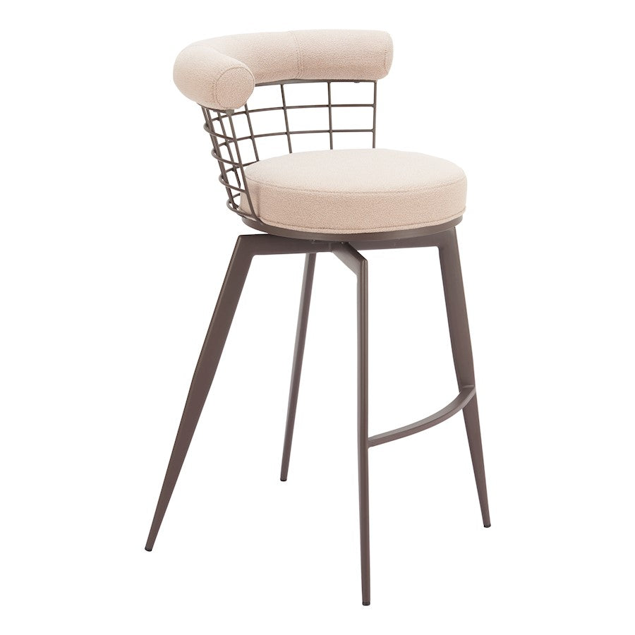 Zuo Modern Saku Swivel BarStool, Beige/Brown - 110821