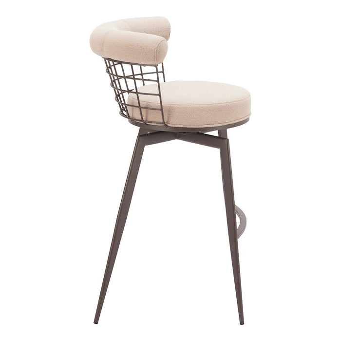 Zuo Modern Saku Swivel BarStool, Beige/Brown