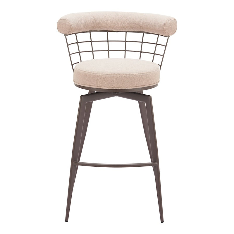 Zuo Modern Saku Swivel BarStool, Beige/Brown