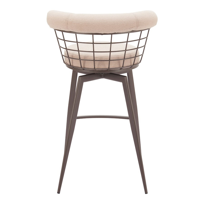 Zuo Modern Saku Swivel BarStool, Beige/Brown