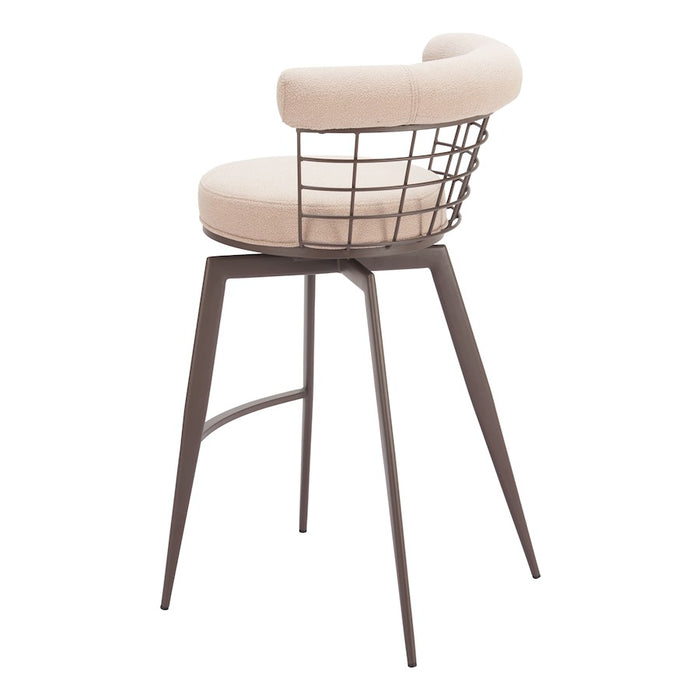 Zuo Modern Saku Swivel BarStool, Beige/Brown