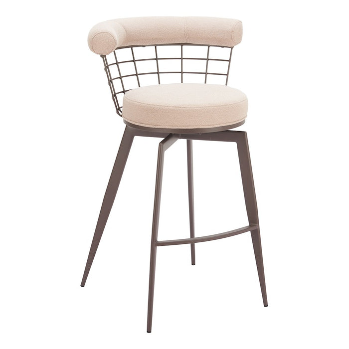 Zuo Modern Saku Swivel BarStool, Beige/Brown