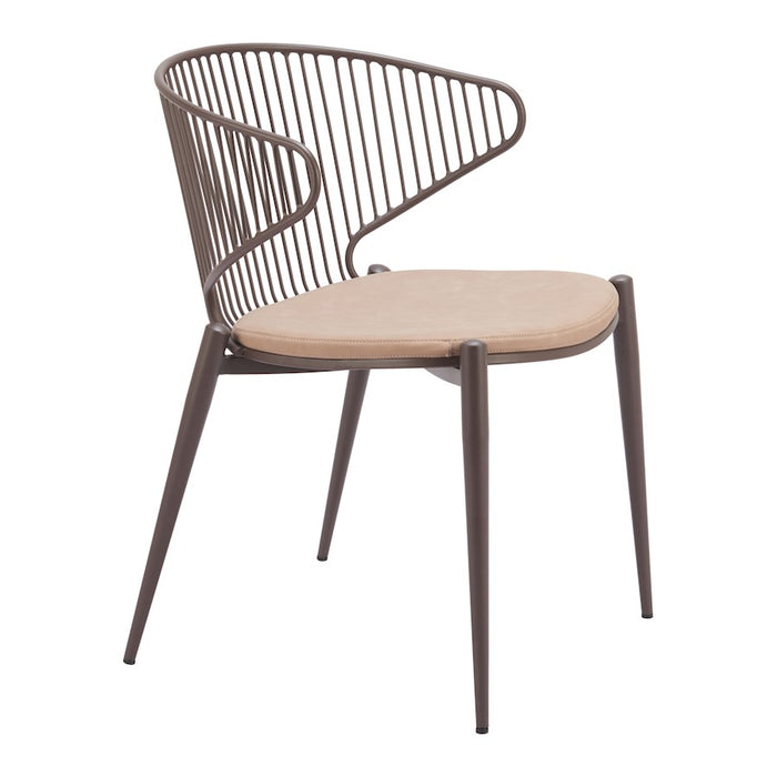 Zuo Modern Silues Dining Chair, Taupe/Brown