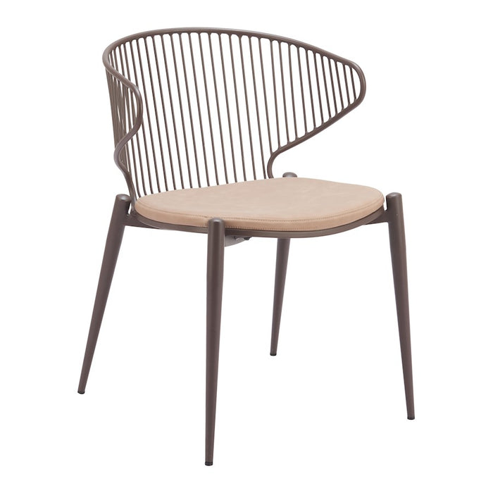 Zuo Modern Silues Dining Chair, Taupe/Brown
