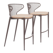 Zuo Modern Silues Counter Stool Set of 2, Taupe/Brown - 110823
