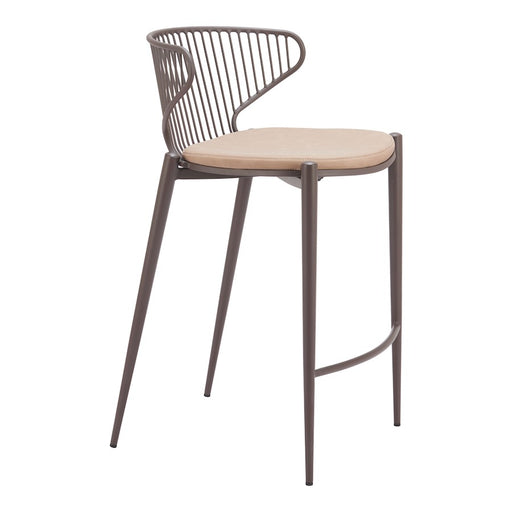 Zuo Modern Silues Counter Stool Set of 2, Taupe/Brown