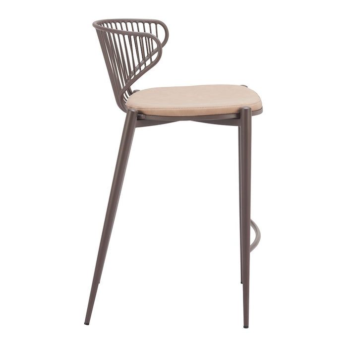 Zuo Modern Silues Counter Stool Set of 2, Taupe/Brown