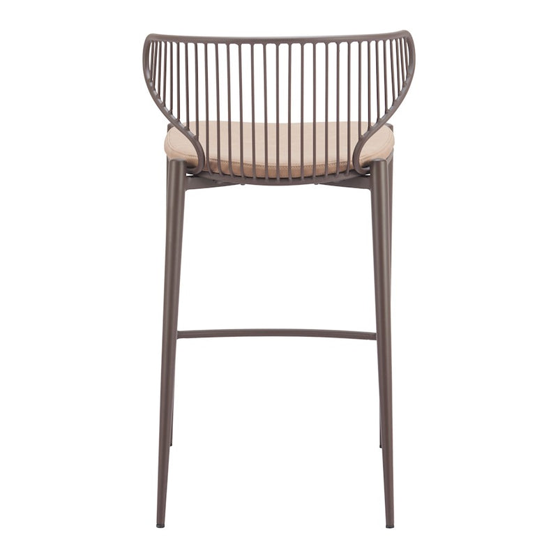 Zuo Modern Silues Counter Stool Set of 2, Taupe/Brown
