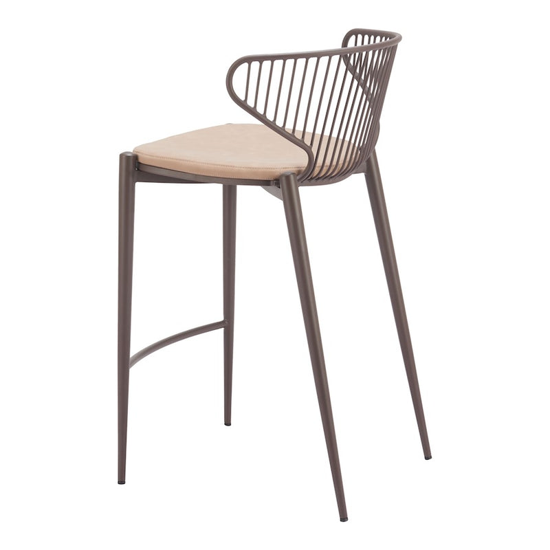 Zuo Modern Silues Counter Stool Set of 2, Taupe/Brown