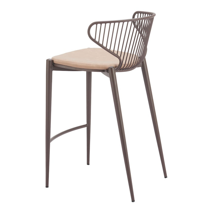 Zuo Modern Silues Counter Stool Set of 2, Taupe/Brown