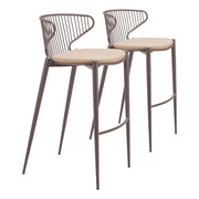 Zuo Modern Silues BarStool Set of 2, Taupe/Brown - 110824