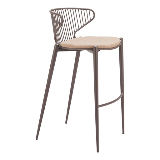 Zuo Modern Silues BarStool Set of 2, Taupe/Brown