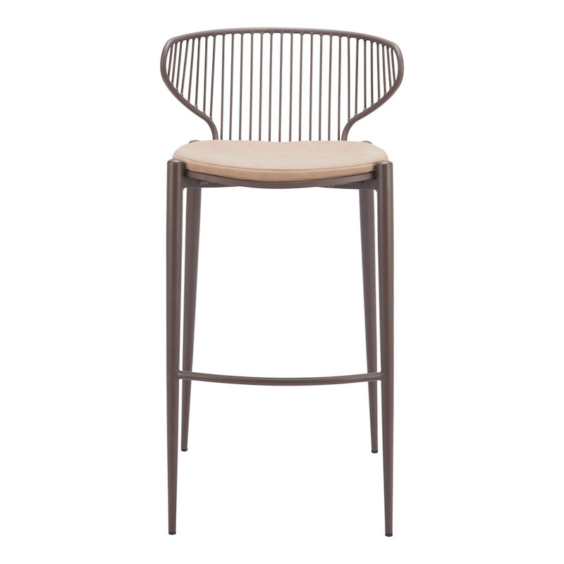 Zuo Modern Silues BarStool Set of 2, Taupe/Brown