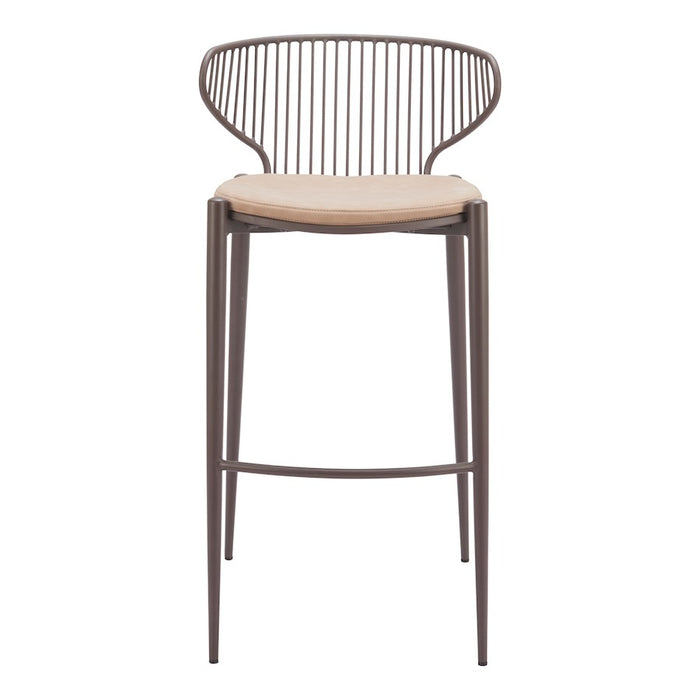 Zuo Modern Silues BarStool Set of 2, Taupe/Brown