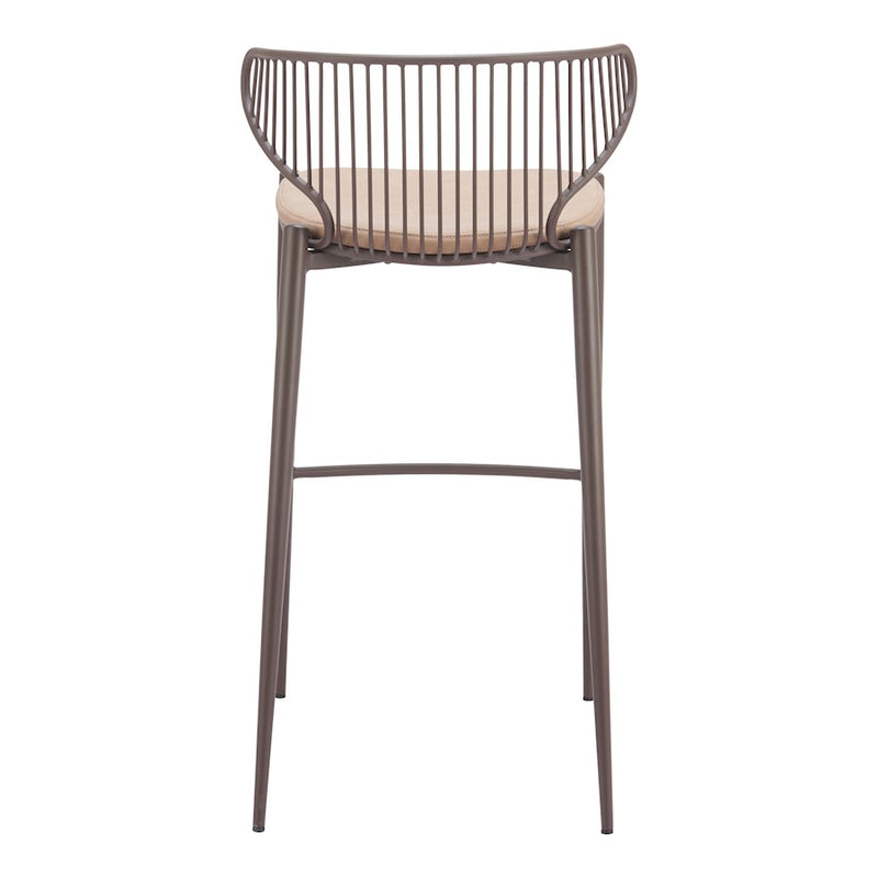 Zuo Modern Silues BarStool Set of 2, Taupe/Brown