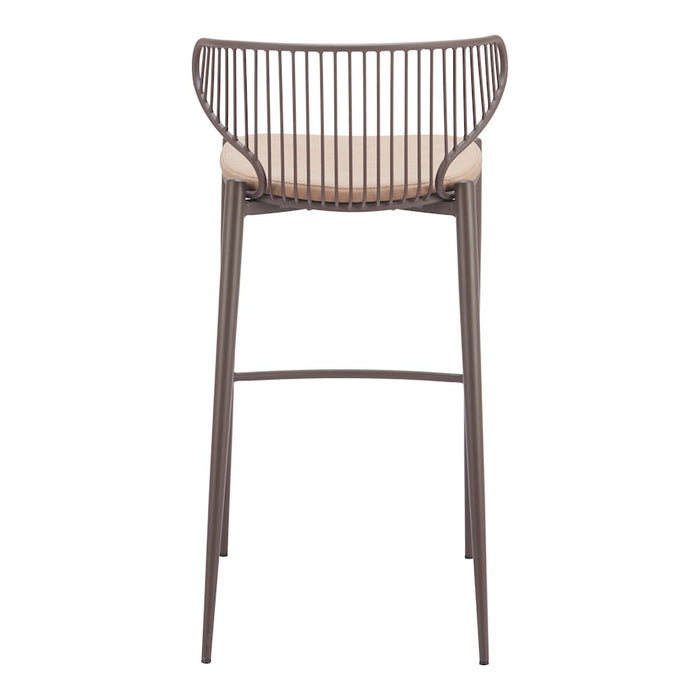 Zuo Modern Silues BarStool Set of 2, Taupe/Brown