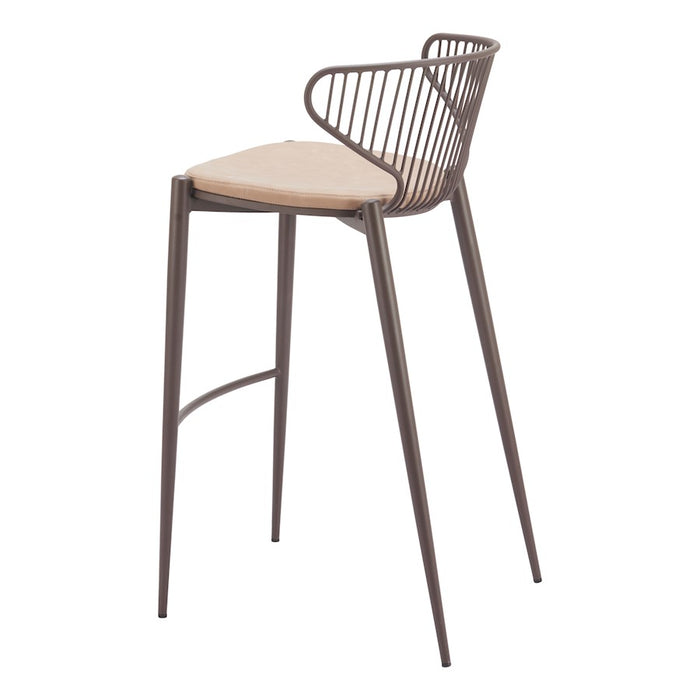 Zuo Modern Silues BarStool Set of 2, Taupe/Brown