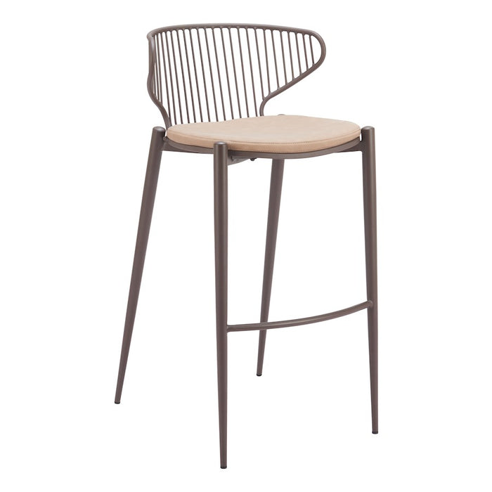 Zuo Modern Silues BarStool Set of 2, Taupe/Brown