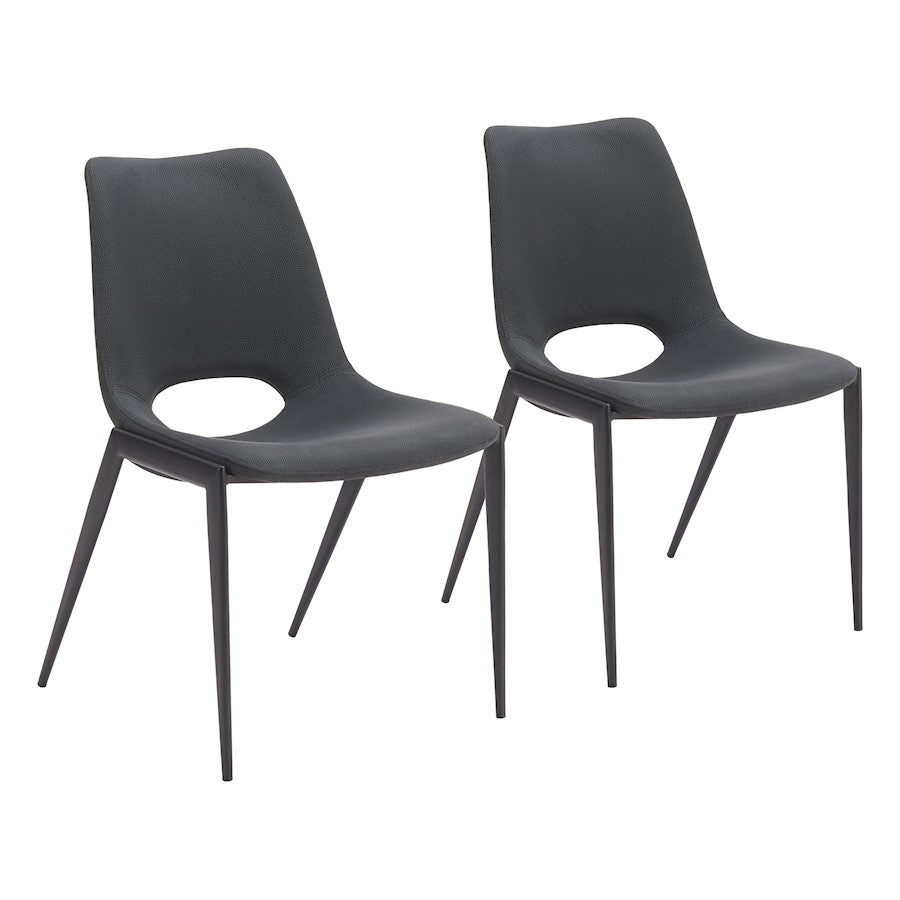 Zuo Modern Desi Armless Dining Chair Set of 2, Black - 110826
