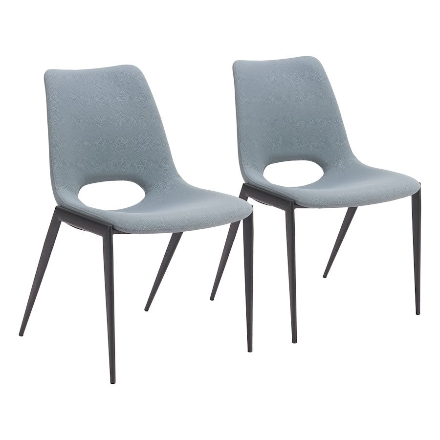 Zuo Modern Desi Armless Dining Chair Set of 2, Azure Gray - 110828