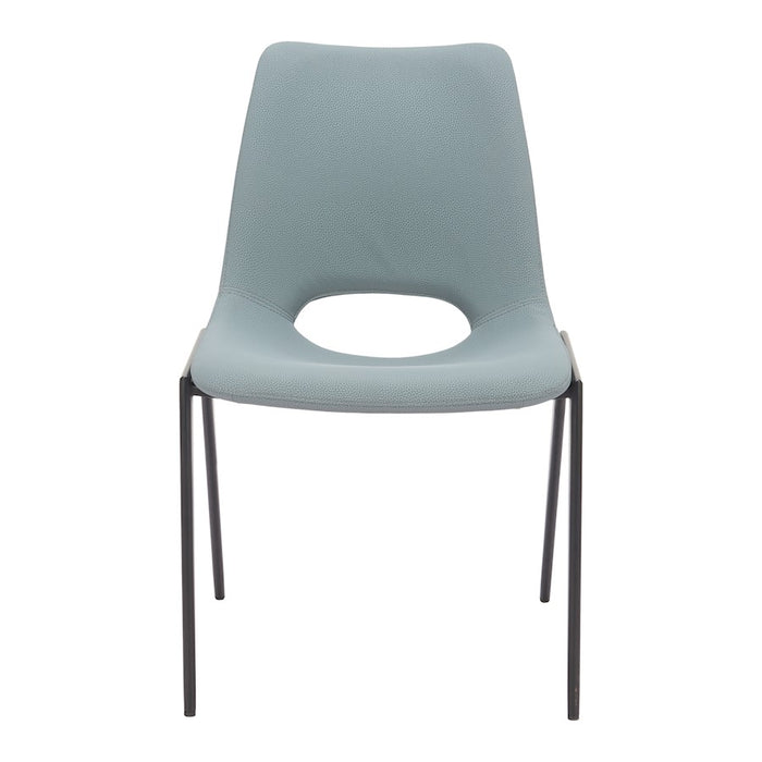 Zuo Modern Desi Armless Dining Chair Set of 2, Azure Gray