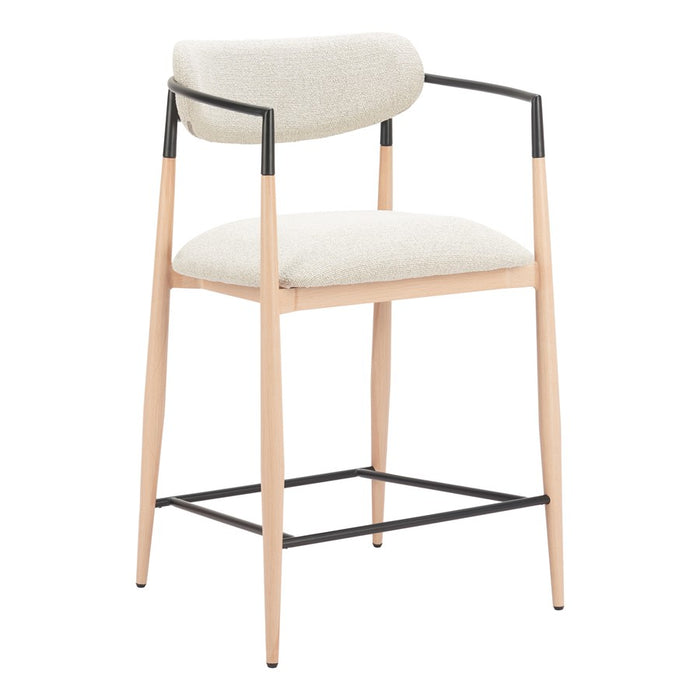 Zuo Modern Equinox Counter Stool, Oyster Gray/Natural
