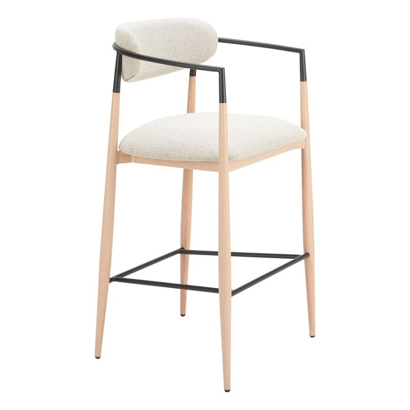 Zuo Modern Equinox BarStool, Oyster Gray/Natural - 110855