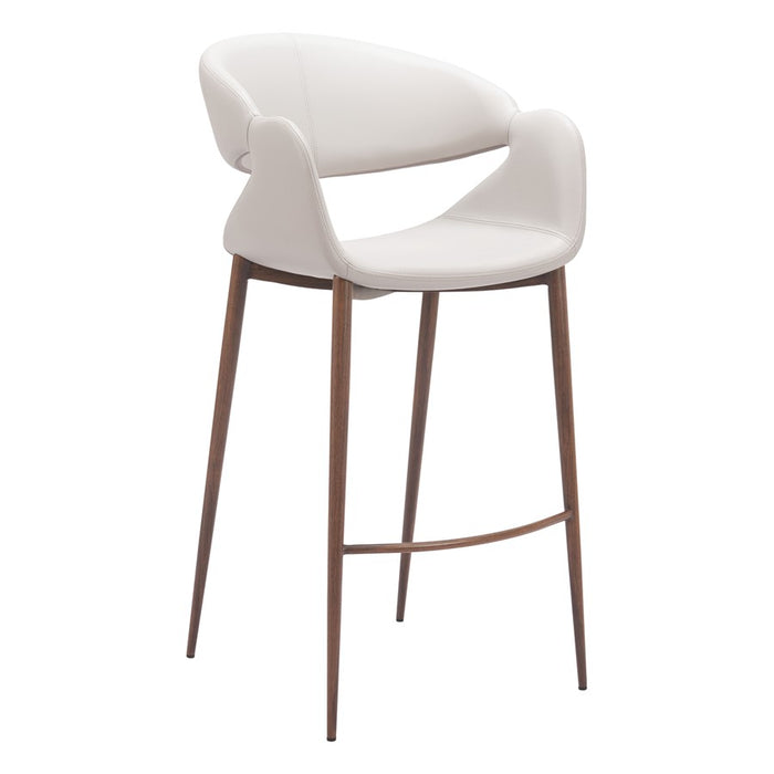 Zuo Modern Limay BarStool, Beige/Walnut - 110929
