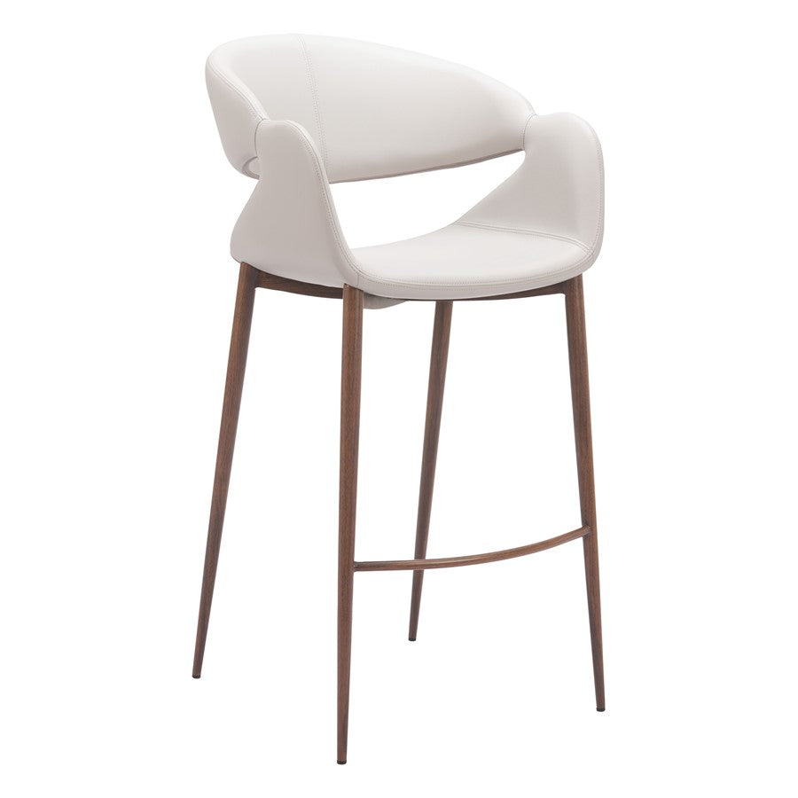 Zuo Modern Limay BarStool, Beige/Walnut - 110929