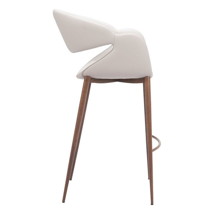 Zuo Modern Limay BarStool, Beige/Walnut
