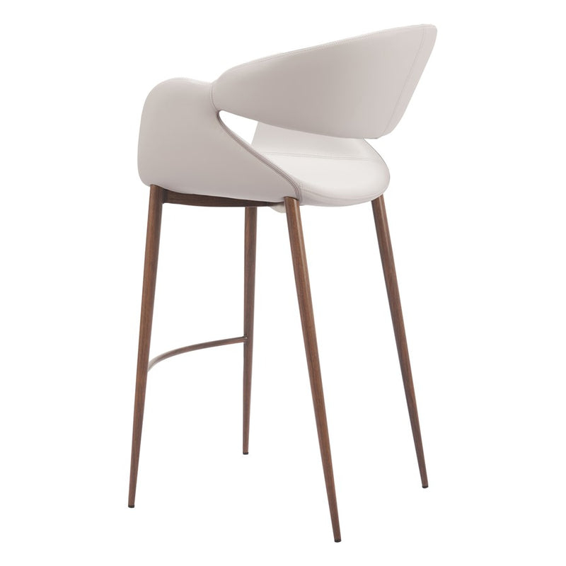 Zuo Modern Limay BarStool, Beige/Walnut