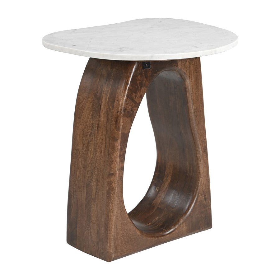 Zuo Modern Vara Side Table, White/Walnut - 110934