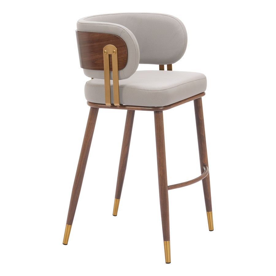 Zuo Modern Brew BarStool, Beige/Walnut - 110946