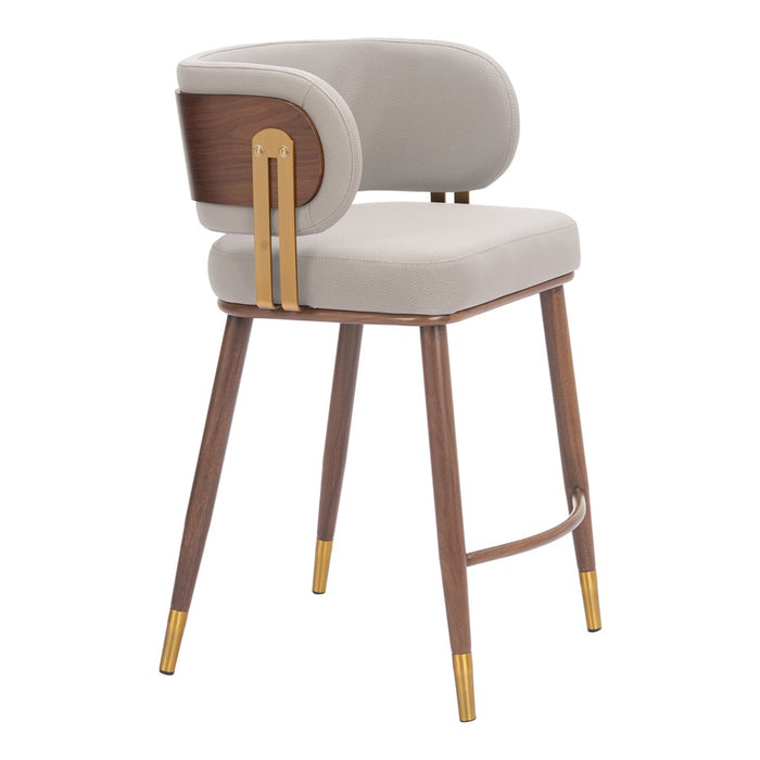 Zuo Modern Brew Counter Stool, Beige/Walnut - 110947