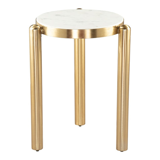 Zuo Modern Noan Side Table, White/Gold - 110954