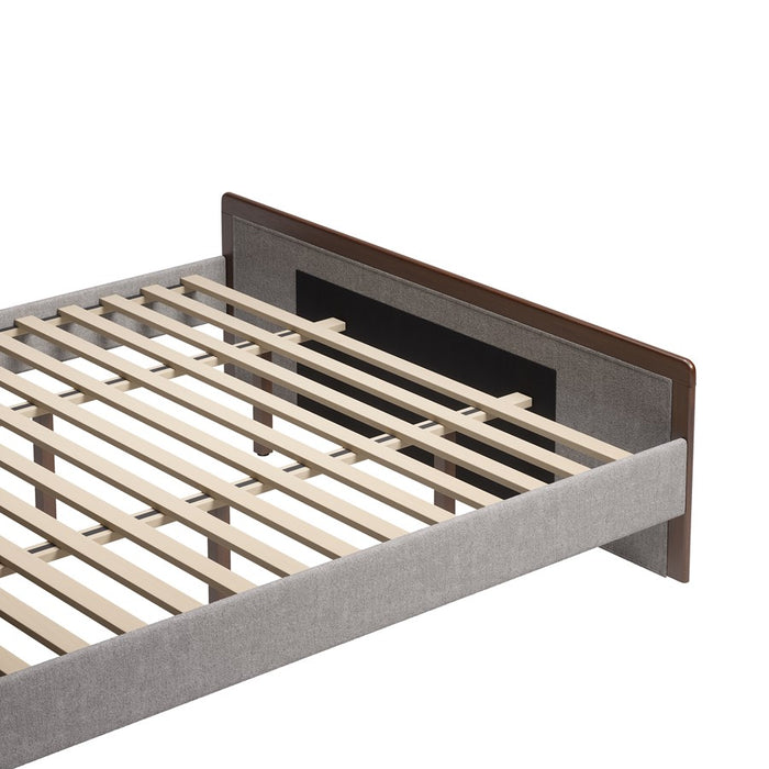 Zuo Modern Somune King Bed, Gray/Walnut