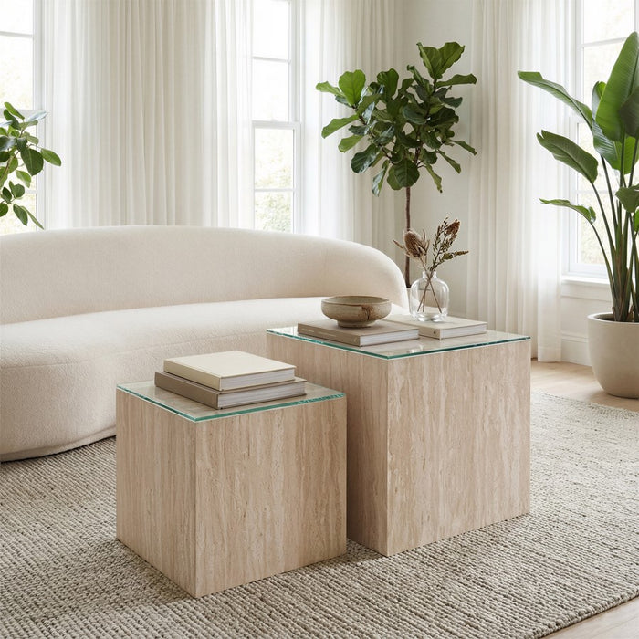Zuo Modern Cambro Coffee Table, Set (2-Piece) Stone Beige