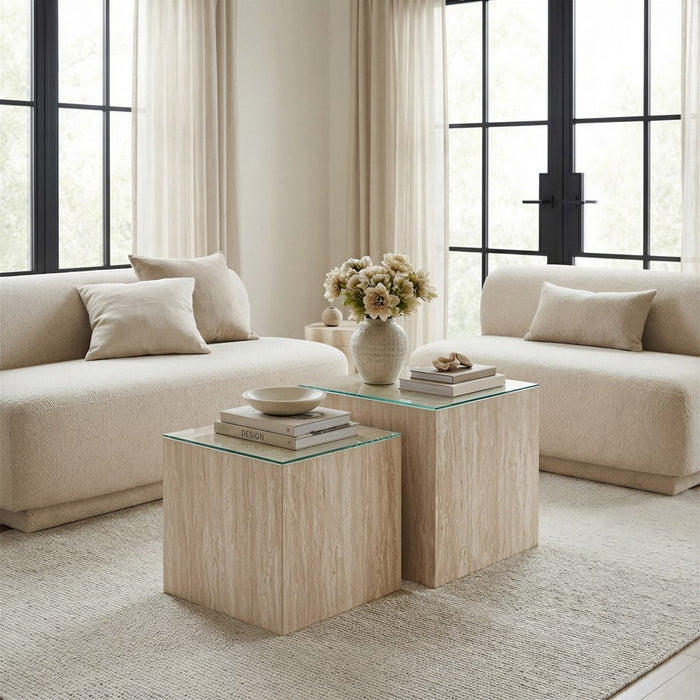 Zuo Modern Cambro Coffee Table, Set (2-Piece) Stone Beige
