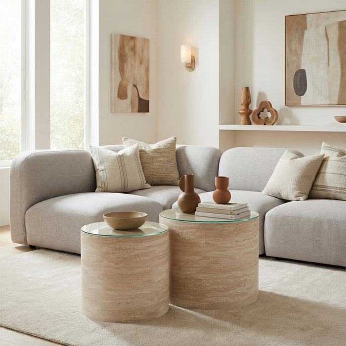 Zuo Modern Carzo Coffee Table, Set (2-Piece) Stone Beige