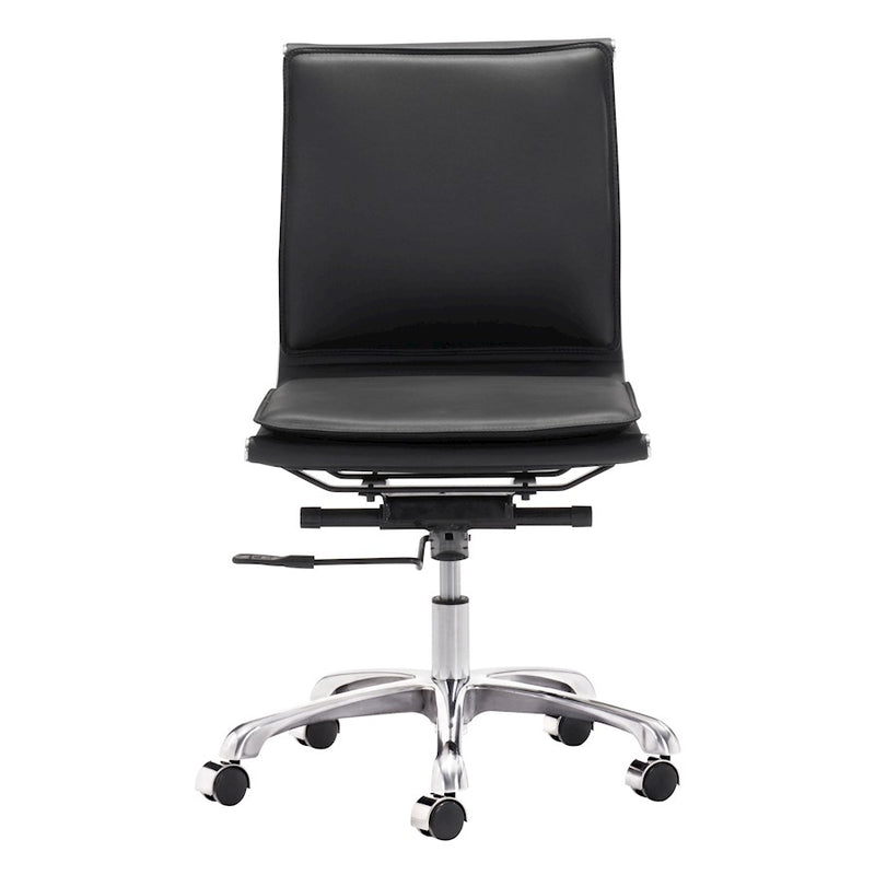 Zuo Modern Lider Plus Armless Office Chair, Black