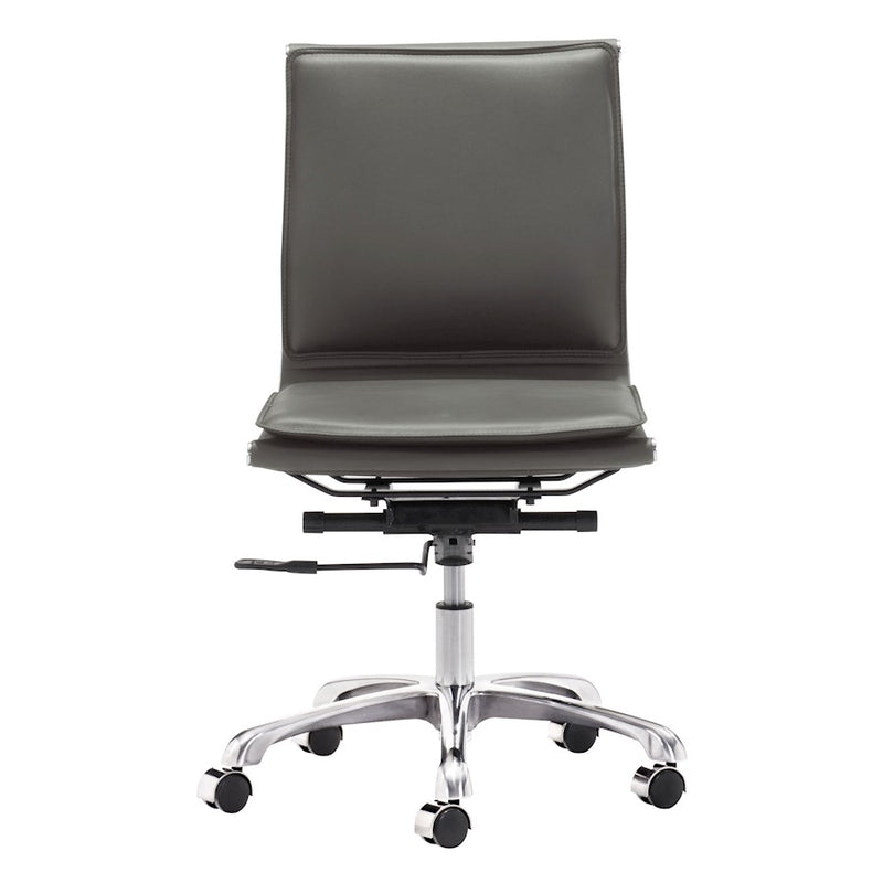 Zuo Modern Lider Plus Armless Office Chair, Gray