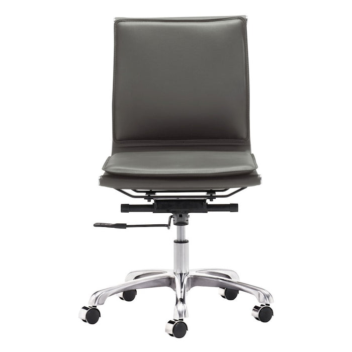 Zuo Modern Lider Plus Armless Office Chair, Gray