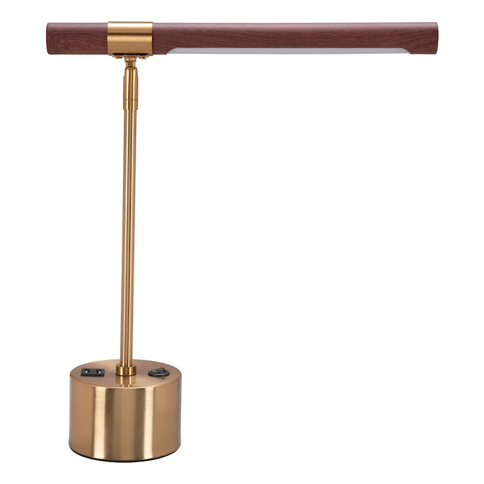 Zuo Modern Kippy Table Lamp, Brown/Brass